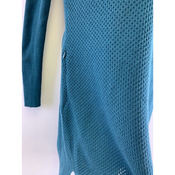 Title Nine Woolicious Waffle Sweater Dress Long Sleeve Knee Teal Crew Neck Small - Picture 14 of 16